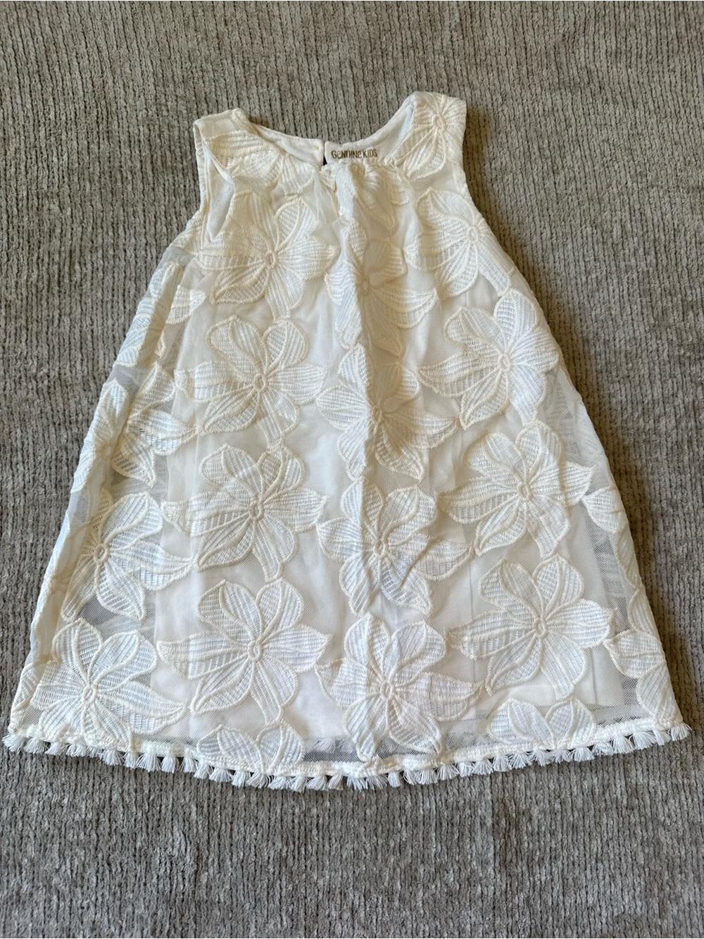 Genuine Kids OshKosh Girls 4T Ivory Floral Embroidered Lace Dress Boho